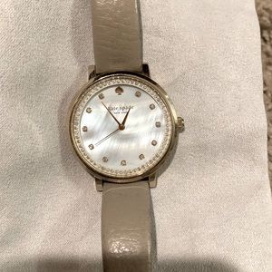 Kate Spade Watch with White Marble Face and Tan Leather Strap